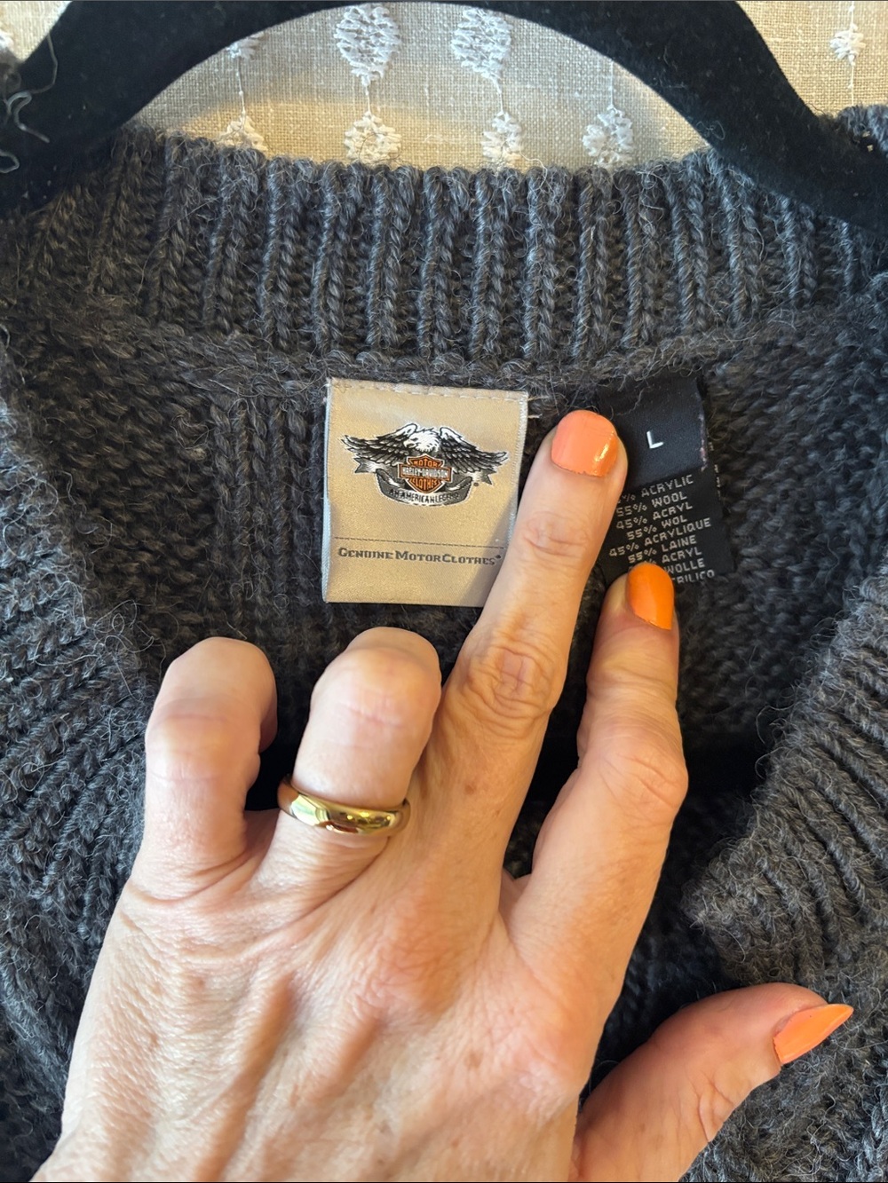 Harley-Davidson Gray Cable Knit Zip-Front Cardigan - Picture 2 of 9